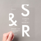 Invitations En Acrylique Mariage Monogramme Blanc Moderne (In situ (ordinateur de poche))