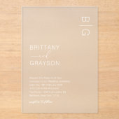 Invitations En Acrylique Mariage Monogramme Blanc Moderne (Recto)