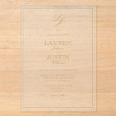 Invitations En Acrylique Mariage Monogramme Calligraphique Or Classique (Recto)