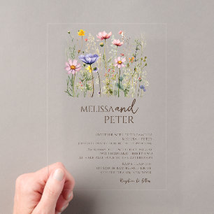 Invitations En Acrylique Mariage Monogramme de Fleur Sauvage