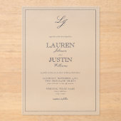 Invitations En Acrylique Mariage Monogramme de la marine classique (Recto)