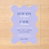 Invitations En Acrylique Mariage Monogramme de la saint  de la lavande bleu (Recto)