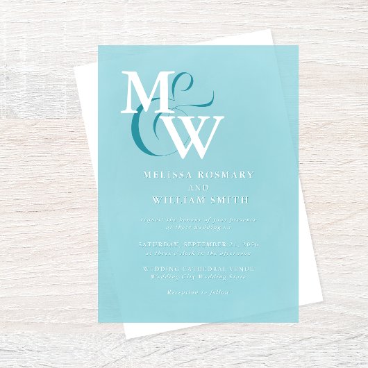 Invitations En Acrylique Mariage Monogramme de verre marin moderne