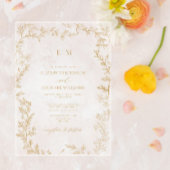 Invitations En Acrylique Mariage monogramme écoresponsable minimum feuille 