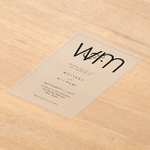 Invitations En Acrylique Mariage Monogramme minimal moderne (Poser)