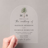 Invitations En Acrylique Mariage Monogramme minimal Palm Tree (In situ (ordinateur de poche))
