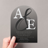 Invitations En Acrylique Mariage Monogramme minimaliste noir (In situ (ordinateur de poche))