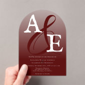 Invitations En Acrylique Mariage Monogramme minimaliste rouge (In situ (ordinateur de poche))