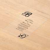 Invitations En Acrylique Mariage Monogramme noir et blanc (Poser)