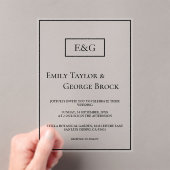 Invitations En Acrylique Mariage Monogramme Noir Et Blanc Simple (In situ (ordinateur de poche))