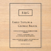 Invitations En Acrylique Mariage Monogramme Noir Et Blanc Simple (Recto)