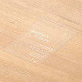 Invitations En Acrylique Mariage Monogramme simple moderne (Poser)