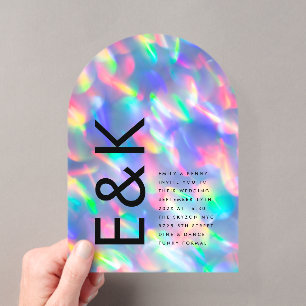 Invitations En Acrylique Mariage Monogramme Ultra Moderne Iridescent
