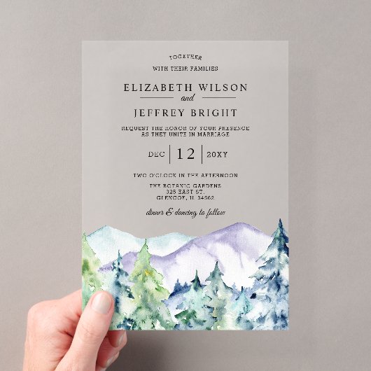 Invitations En Acrylique Mariage Montagnard au Pin Rustique (In situ (ordinateur de poche))