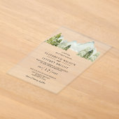 Invitations En Acrylique Mariage Montagnes de Pin Rustique (Poser)