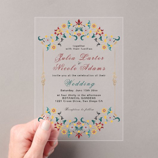 Invitations En Acrylique Mariage Motif classique complexe de géométrie vint (In situ (ordinateur de poche))