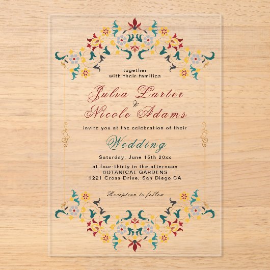 Invitations En Acrylique Mariage Motif classique complexe de géométrie vint (Recto)