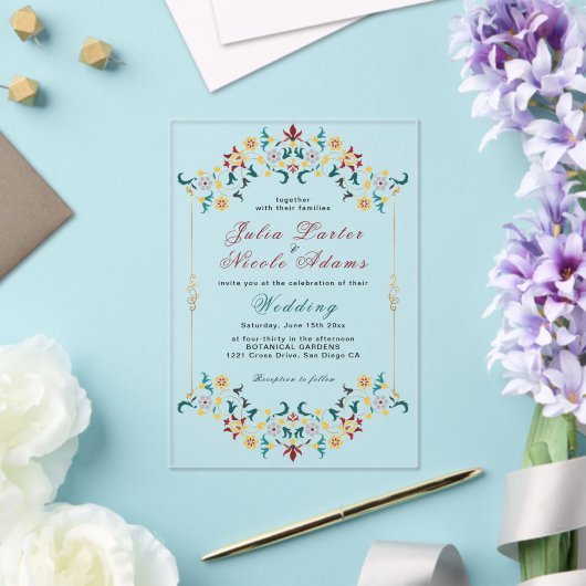 Invitations En Acrylique Mariage Motif classique complexe de géométrie vint (Insitu (Mariage))