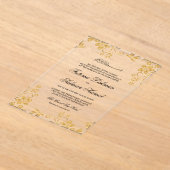 Invitations En Acrylique Mariage musulman islamique à fleurs dorées (Poser)