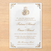 Invitations En Acrylique Mariage musulman musulman musulman blanc orné (Recto)
