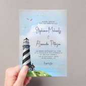Invitations En Acrylique Mariage nautique du phare d'aquarelle (In situ (ordinateur de poche))