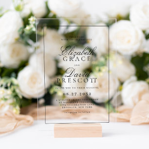 Invitations En Acrylique Mariage Noir Argent Ancien Moderne