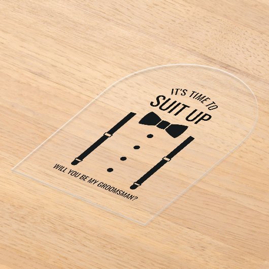 Invitations En Acrylique Mariage noir Bow Cravate Groomsman Proposition (Poser)