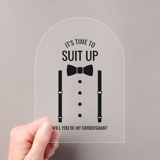 Invitations En Acrylique Mariage noir Bow Cravate Groomsman Proposition (In situ (ordinateur de poche))