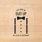 Invitations En Acrylique Mariage noir Bow Cravate Groomsman Proposition (Recto)