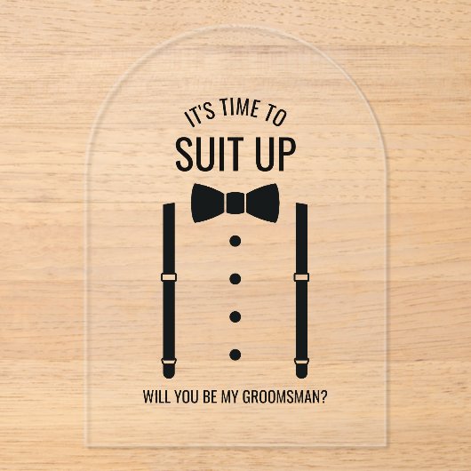 Invitations En Acrylique Mariage noir Bow Cravate Groomsman Proposition (Recto)