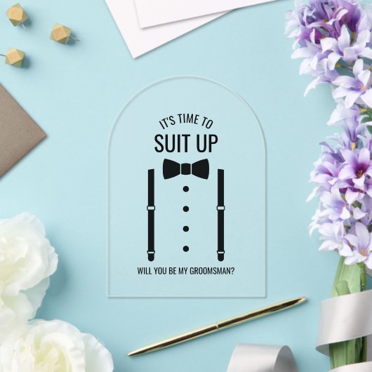 Invitations En Acrylique Mariage noir Bow Cravate Groomsman Proposition (Insitu (Mariage))