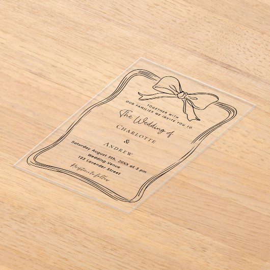 Invitations En Acrylique Mariage noir clair à main (Poser)