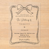 Invitations En Acrylique Mariage noir clair à main (Recto)