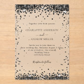 Invitations En Acrylique Mariage noir clair du soir (Recto)