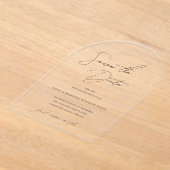 Invitations En Acrylique Mariage noir et blanc classique Enregistrer la dat (Poser)
