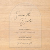 Invitations En Acrylique Mariage noir et blanc classique Enregistrer la dat (Recto)
