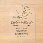 Invitations En Acrylique Mariage noir et blanc de luxe Chic Couple artistiq (Recto)