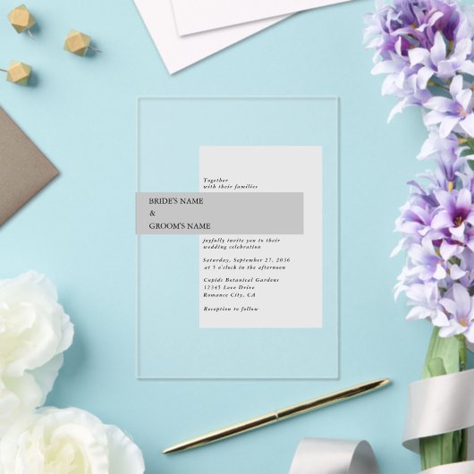 Invitations En Acrylique Mariage noir et blanc moderne (Insitu (Mariage))