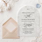 Invitations En Acrylique Mariage noir et blanc Old Money Monogram