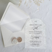 Invitations En Acrylique Mariage noir et blanc Old Money Monogram