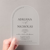 Invitations En Acrylique Mariage noir et blanc simple (In situ (ordinateur de poche))