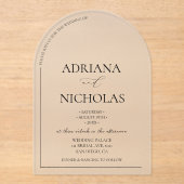 Invitations En Acrylique Mariage noir et blanc simple (Recto)