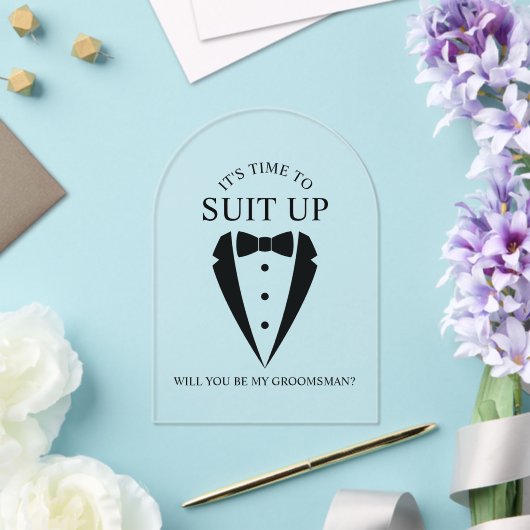 Invitations En Acrylique Mariage noir Tuxedo Suit Groomsman Proposition (Insitu (Mariage))