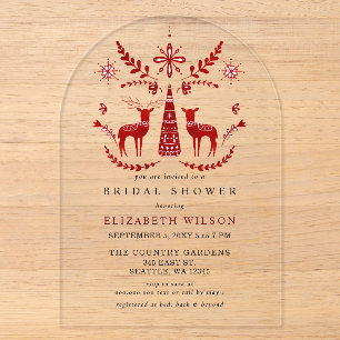 Invitations En Acrylique Mariage nordique Buck et Doe Noël Shower de mariag