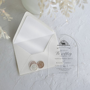 Invitations En Acrylique Mariage Occidental de Ranch Élégant