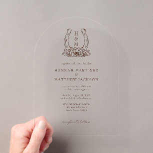 Invitations En Acrylique Mariage occidental de style rustique avec armoirie