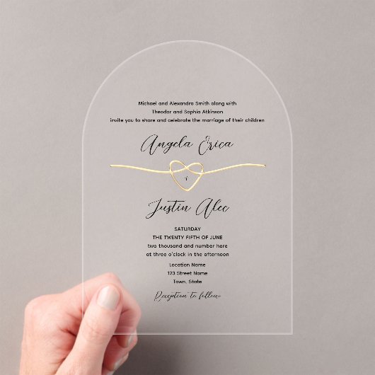 Invitations En Acrylique Mariage or élégant moderne (In situ (ordinateur de poche))