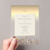 Invitations En Acrylique Mariage or Fleur sauvage Boho (In situ (ordinateur de poche))