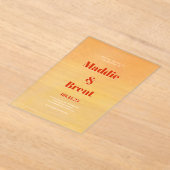 Invitations En Acrylique Mariage orange moderne brillant et gras (Poser)