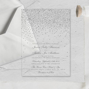 Invitations En Acrylique Mariage paillettes argent Glamour Vintage